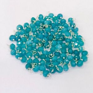 Agate Rondelle Loreals, 4x2mm, Silver Finish, (Sky Blue), Pack Of 50 Pcs
