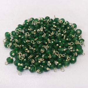 Agate Rondelle Loreals, 4x2mm, Silver Finish, (Dark Green), Pack Of 50 Pcs