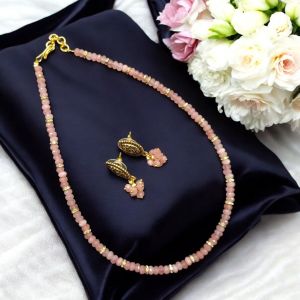 Agate and Rhinestone Necklace with matching Earrings