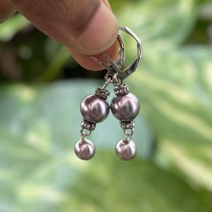 Swarovski Replica Pearls Earrings, Silver Finish 