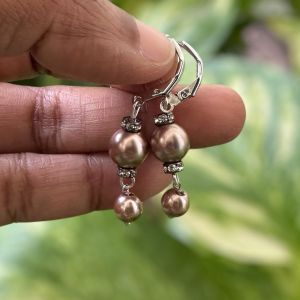 Swarovski Replica Pearls Earrings, Silver Finish 