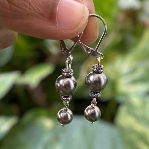 Swarovski Replica Pearls Earrings, Silver Finish 