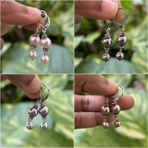 Swarovski Replica Pearls Earrings, Silver Finish,Assorted,Pack of 4