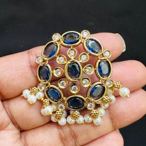 Matt finish Stone Pendants with Pearls,Sapphire Blue