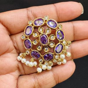 Matt finish Stone Pendants with Pearls,Purple