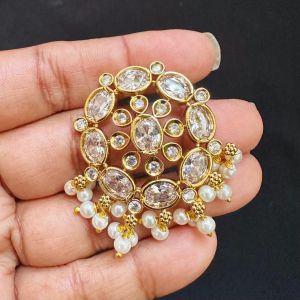 Matt finish Stone Pendants with Pearls,White
