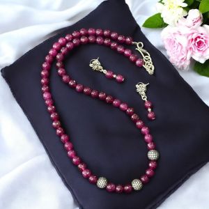 Agate necklace with CZ balls