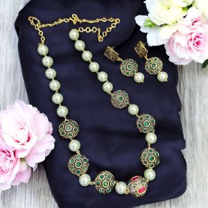 Swarovski replica pearl necklace with Victorian spacers