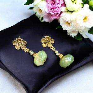 Agate Rondelle Earrings, Silver Finish 