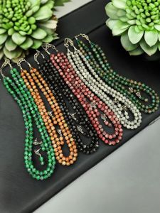 HOT SELLER IN AFFORDABLE PRICE : SOLD MORE THAN 10 SETS IN 15DAYS: Printed glass Bead necklace : 2 Layer ,Pack of 6