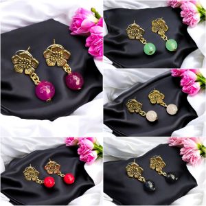Agate Earrings, Gold Finish,Assorted,Pack of 5
