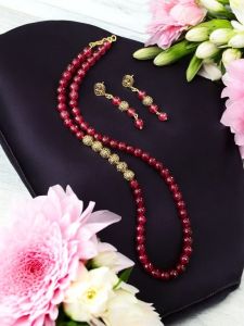 Swarovski replica pearls in 2 layers with zircon balls in grey and cream combo Necklace