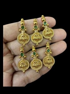 Antique gold coin charms, Green , pack of 6 pieces