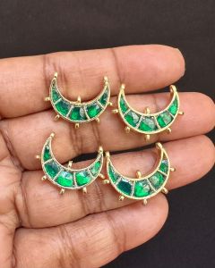 Jadau Moon Pendant, Green