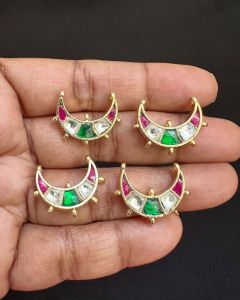 Jadau Moon Pendant, Multicolor