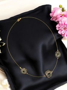 Invisible necklace gold with Victorian spacers