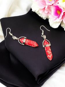 Pencil Earrings,Malachite Red