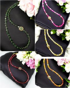 Square Agates with Victorian spacers Necklace,Assorted,Pack of five