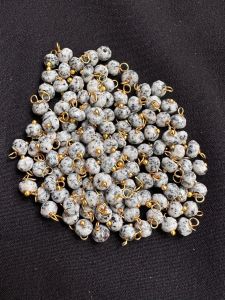 Agate Rondelle Loreals, 4x2mm, Gold Finish, (White with black Patch), Pack Of 50 Pcs