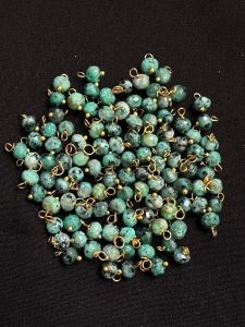 Agate Rondelle Loreals, 4x2mm, Gold Finish, (Blue With Black Patches), Pack Of 50 Pcs