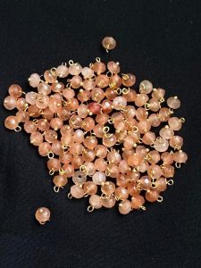 Agate Rondelle Loreals, 4x2mm, Gold Finish, (Light Orange), Pack Of 50 Pcs