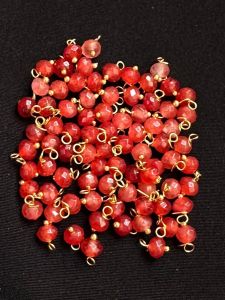 Agate Rondelle Loreals, 4x2mm, Gold Finish, (Brick Orange), Pack Of 50 Pcs