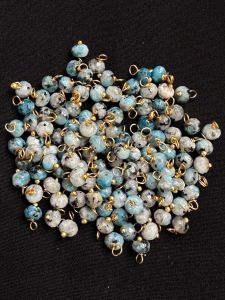 Agate Rondelle Loreals, 4x2mm, Gold Finish, (Blue with Black Patches), Pack Of 50 Pcs