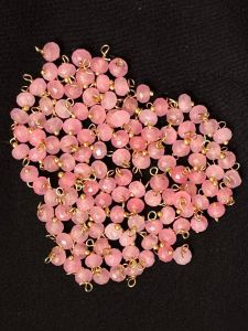 Agate Rondelle Loreals, 4x2mm, Gold Finish, (Light Pink), Pack Of 50 Pcs