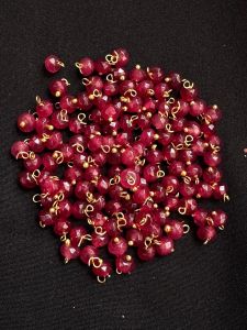 Agate Rondelle Loreals, 4x2mm, Gold Finish, (Ruby Pink), Pack Of 50 Pcs