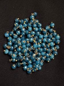 Agate Rondelle Loreals, 4x2mm, Gold Finish, (Peacock Blue), Pack Of 50 Pcs