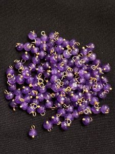 Agate Rondelle Loreals, 4x2mm, Gold Finish, (Purple), Pack Of 50 Pcs