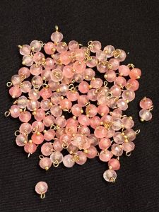 Agate Rondelle Loreals, 4x2mm, Gold Finish, (Baby Pink), Pack Of 50 Pcs
