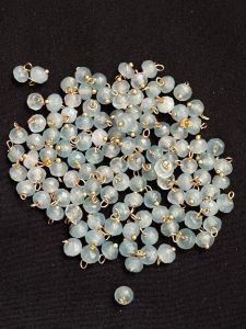 Agate Rondelle Loreals, 4x2mm, Gold Finish, (Light Blue), Pack Of 50 Pcs