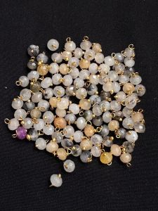 Agate Rondelle Loreals, 4x2mm, Gold Finish, (White), Pack Of 50 Pcs