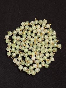 Agate Rondelle Loreals, 4x2mm, Gold Finish, (Light Green), Pack Of 50 Pcs
