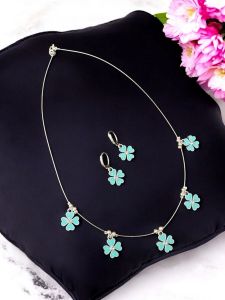 Invisible necklace Silver with Flower Charms