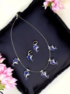 Invisible necklace Silver with Dolphin Charms