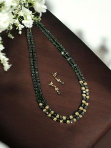 2 Layer Square Agate Necklace with Gold spacer beads