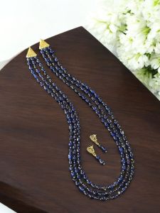 3 Layer Quartz Beads Necklace with Adjustable Back Rope 