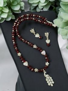 Simple Agate necklace with Antique gold pendant,Lavender
