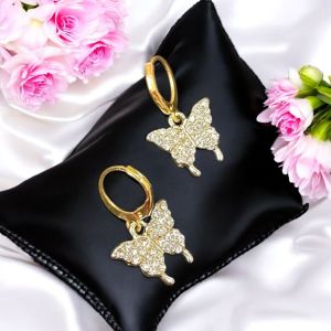 Charm Earrings,Gold Finish ,Butterfly