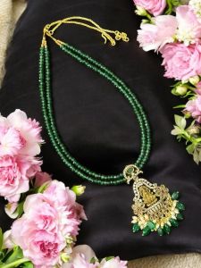2 layer agate necklace with Lakshmi pendant 
