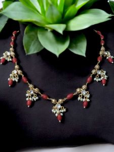 Taiwan Coral necklace with Jadau charms
