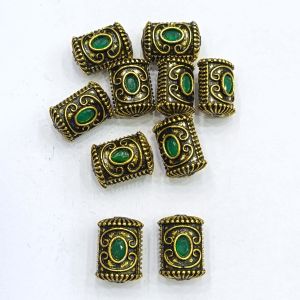 Victorian Connector,Green,Antique Gold Finish, Sold By 5 PCS