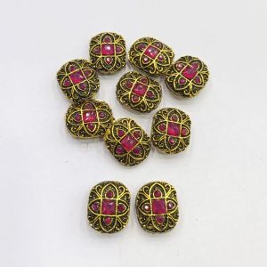 Victorian Connector,Pink,Antique Gold Finish, 23x18 ,Sold By 5 Pcs