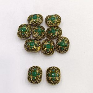 Victorian Connector,Green,Antique Gold Finish, Sold By 5 PCS