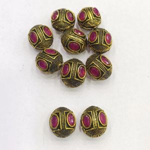 Victorian Connector,Pink,Antique Gold Finish, Sold By 5 PCS