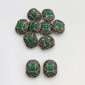 Victorian Connector,Green,Antique Silver Finish, Sold By 5 PCS
