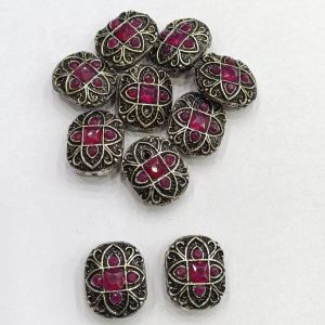 Victorian Connector,Pink,Antique Silver Finish,23 X 18, Sold By 5 PCS