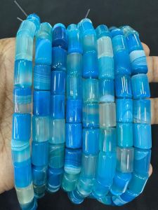 Onyx Cylinder Beads, 8X12 mm,Blue